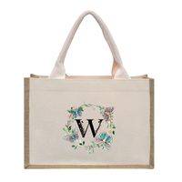 Women's Medium Canvas Letter Basic Classic Style Open Shopping Bags sku image 51