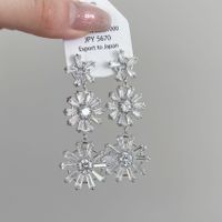 1 Pair Elegant Exaggerated Snowflake Copper Zircon Silver Plated Drop Earrings main image 1