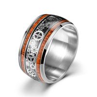 Simple Style Round Gear Titanium Steel Enamel Couple Rings sku image 5