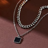 Retro Classic Style Square Alloy Resin Enamel Women's Double Layer Necklaces main image 5