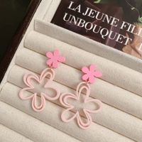 1 Pair Sweet Simple Style Flower Plastic Resin Drop Earrings sku image 2