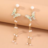 1 Pair Elegant Luxurious Flower Inlay Artificial Pearl Resin Copper Artificial Pearls Drop Earrings sku image 2