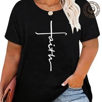 T-shirt Short Sleeve Plus Size Tops Printing Simple Style Letter Number main image 3