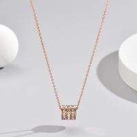 Großhandel Schmuck Dreischichtiger Quadratischer Diamantring Anhänger Titanstahl Halskette Nihaojewelry sku image 4