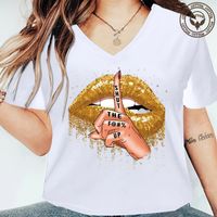 Women's T-shirt Short Sleeve T-Shirts Printing Streetwear Mouth Letter Hand main image 2
