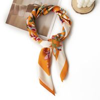 Women's French Style Leaves Polyester Printing Silk Scarves sku image 7