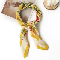 Women's French Style Leaves Polyester Printing Silk Scarves sku image 8