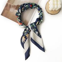 Women's French Style Leaves Polyester Printing Silk Scarves sku image 9