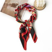Women's French Style Leaves Polyester Printing Silk Scarves sku image 10