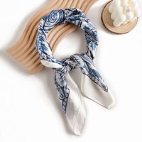 Women's French Style Leaves Polyester Printing Silk Scarves sku image 31