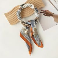 Women's French Style Leaves Polyester Printing Silk Scarves sku image 36