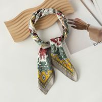 Women's French Style Leaves Polyester Printing Silk Scarves sku image 40