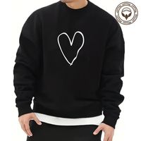 Men's Letter Heart Shape Simple Style Long Sleeve Loose Round Neck main image 1