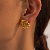 1 Pair Retro Classic Style Solid Color Plating 304 Stainless Steel 18K Gold Plated Ear Studs main image 1