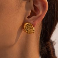 1 Pair Retro Classic Style Solid Color Plating 304 Stainless Steel 18K Gold Plated Ear Studs main image 8