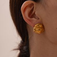1 Pair Retro Classic Style Solid Color Plating 304 Stainless Steel 18K Gold Plated Ear Studs main image 2