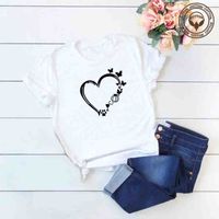 Casual Basic Heart Shape Cotton Polyester Printing T-shirt main image 3