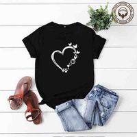 Casual Basic Heart Shape Cotton Polyester Printing T-shirt main image 5