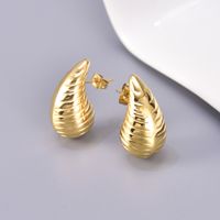 1 Pair Classic Style Water Droplets Plating Stainless Steel Titanium Steel 18k Gold Plated Gold Plated Silver Plated Ear Studs sku image 1