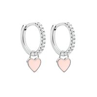 1 Paar Mode Herzform Überzug Sterling Silber Zirkon Ohrringe sku image 15