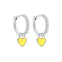 1 Paar Mode Herzform Überzug Sterling Silber Zirkon Ohrringe sku image 11