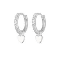 1 Paar Mode Herzform Überzug Sterling Silber Zirkon Ohrringe sku image 19