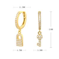 1 Pair Casual Simple Style Key Lock Asymmetrical Plating Inlay Sterling Silver Zircon White Gold Plated Gold Plated Drop Earrings main image 5