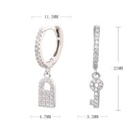 1 Pair Casual Simple Style Key Lock Asymmetrical Plating Inlay Sterling Silver Zircon White Gold Plated Gold Plated Drop Earrings main image 9
