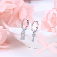 1 Pair Casual Simple Style Key Lock Asymmetrical Plating Inlay Sterling Silver Zircon White Gold Plated Gold Plated Drop Earrings main image 10
