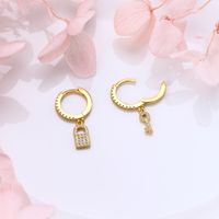 1 Pair Casual Simple Style Key Lock Asymmetrical Plating Inlay Sterling Silver Zircon White Gold Plated Gold Plated Drop Earrings main image 6