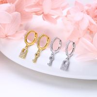 1 Pair Casual Simple Style Key Lock Asymmetrical Plating Inlay Sterling Silver Zircon White Gold Plated Gold Plated Drop Earrings main image 3