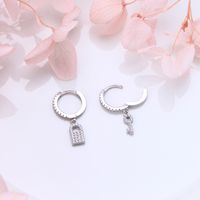 1 Pair Casual Simple Style Key Lock Asymmetrical Plating Inlay Sterling Silver Zircon White Gold Plated Gold Plated Drop Earrings main image 11