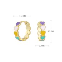 1 Pair Simple Style Heart Shape Enamel Sterling Silver Earrings sku image 2