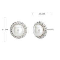 1 Paire Style Simple Rond Incruster Argent Sterling Perle Boucles D'oreilles main image 10