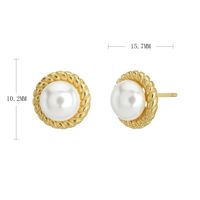 1 Pair Simple Style Round Inlay Sterling Silver Pearl Ear Studs main image 9