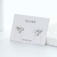 1 Pair Simple Style Korean Style Geometric Inlay Sterling Silver Zircon Ear Studs main image 9