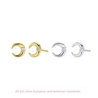 1 Pair Sweet Solid Color Plating Inlay Sterling Silver Zircon Gold Plated Ear Studs main image 2