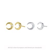 1 Paire Sucré Couleur Unie Placage Incruster Argent Sterling Zircon Plaqué Or Boucles D'oreilles main image 2