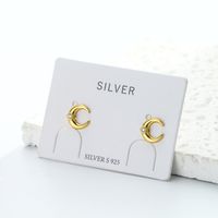1 Pair Sweet Solid Color Plating Inlay Sterling Silver Zircon Gold Plated Ear Studs main image 9