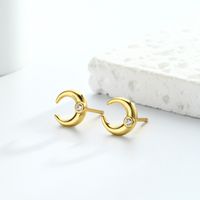 1 Pair Sweet Solid Color Plating Inlay Sterling Silver Zircon Gold Plated Ear Studs main image 5