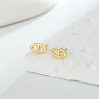 1 Pair Simple Style Pig Nose Solid Color Plating Sterling Silver White Gold Plated Gold Plated Ear Studs main image 10