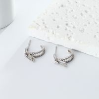 1 Pair Basic C Shape Sterling Silver Earrings main image 8