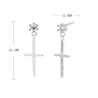 1 Par Casual Punk Cruzar Embutido Plata Esterlina Circón Aretes main image 3