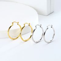 1 Pair Simple Style Circle Plating Sterling Silver Earrings main image 3