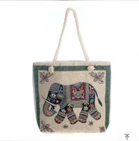 Women's Large Canvas Animal Cartoon Vacation Ethnic Style Zipper Tote Bag sku image 29