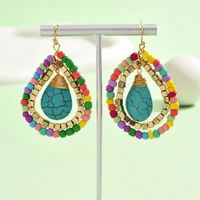 1 Pair IG Style Casual Water Droplets Beaded Beaded Turquoise Drop Earrings main image 3