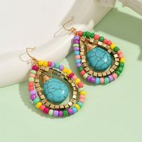 1 Pair IG Style Casual Water Droplets Beaded Beaded Turquoise Drop Earrings main image 6