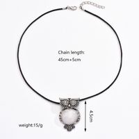 IG Style Cute Owl Alloy Leather Rope Plating Inlay Natural Stone Rhinestones Women's Pendant Necklace main image 7