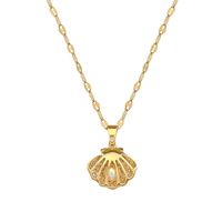 Titanium Steel Copper Lady Plating Shell Pendant Necklace sku image 1