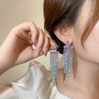 1 Pair Glam Shiny Tassel Plating Inlay Rhinestone Rhinestones Silver Plated Drop Earrings sku image 3